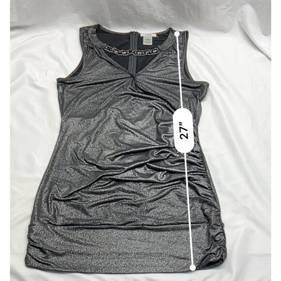 Cache Black Shimmer XS Rhinestone Neckline Glam Y2K Clubwear Party Blouse VTG - Picture 6 of 8